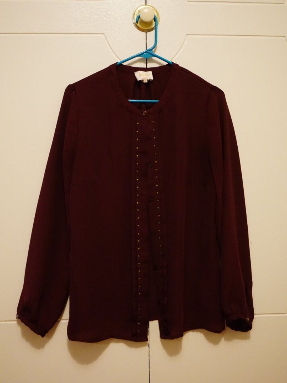 Laundry Maroon Shirt with Brass Accents